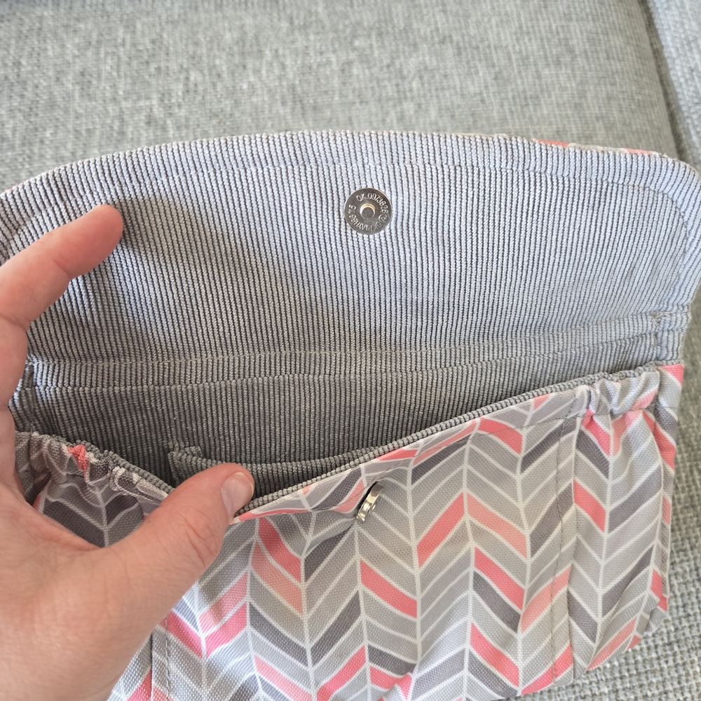 Lilly Bit Chevron Crossbody Diaper Clutch in Pink and Gray - Picture 4 of 4